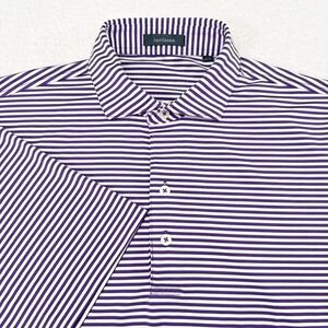 Turtleson Golf Polo Shirt Mens Size Medium Purple Striped Perry Golf Logo